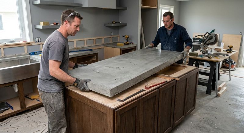 Cement Counter Installation in Sonoma County, CA